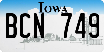 IA license plate BCN749