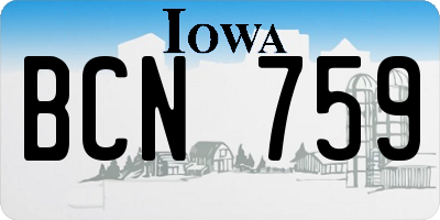 IA license plate BCN759