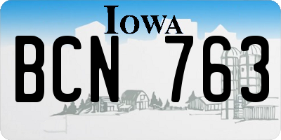 IA license plate BCN763