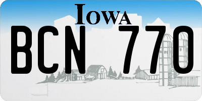 IA license plate BCN770