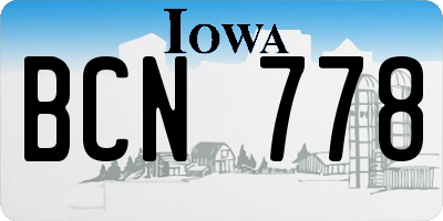 IA license plate BCN778