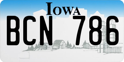 IA license plate BCN786