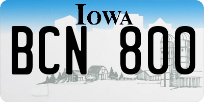 IA license plate BCN800