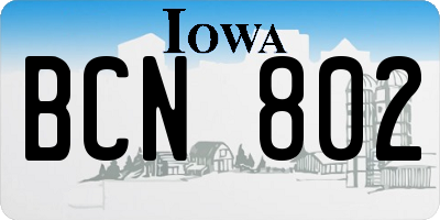 IA license plate BCN802