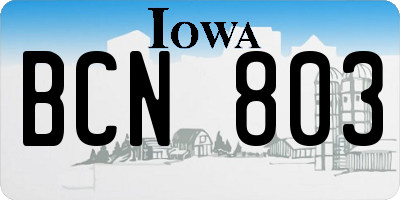IA license plate BCN803