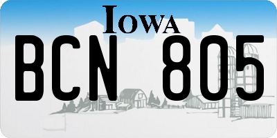 IA license plate BCN805