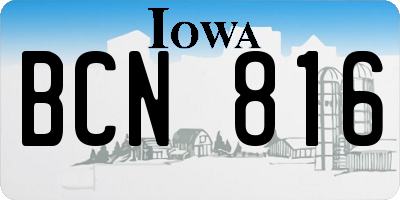 IA license plate BCN816