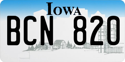 IA license plate BCN820