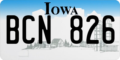IA license plate BCN826
