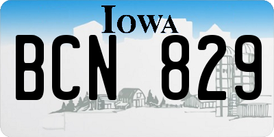 IA license plate BCN829