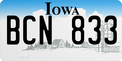 IA license plate BCN833