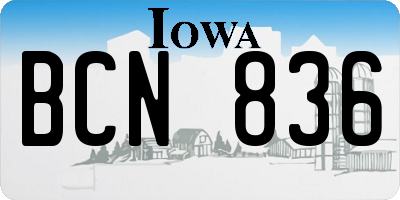 IA license plate BCN836
