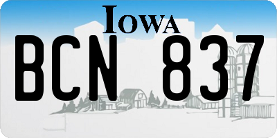IA license plate BCN837