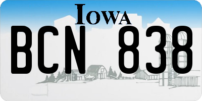 IA license plate BCN838
