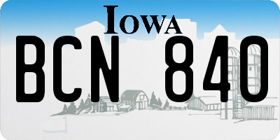 IA license plate BCN840