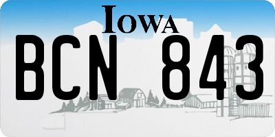 IA license plate BCN843