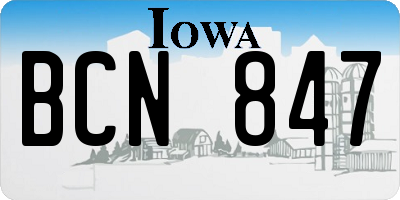 IA license plate BCN847