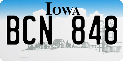 IA license plate BCN848