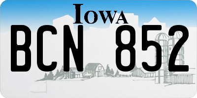 IA license plate BCN852