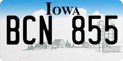 IA license plate BCN855