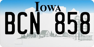 IA license plate BCN858