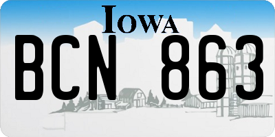 IA license plate BCN863