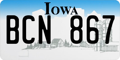 IA license plate BCN867