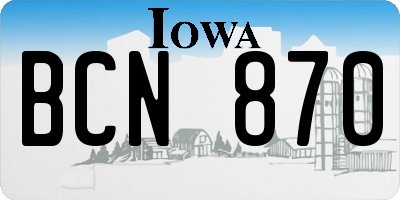 IA license plate BCN870