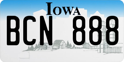 IA license plate BCN888