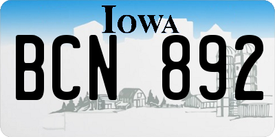 IA license plate BCN892