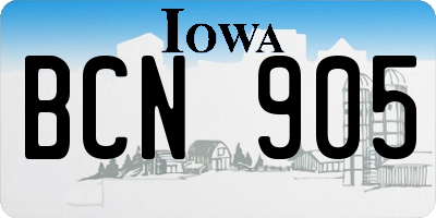 IA license plate BCN905