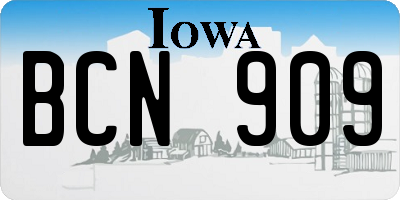 IA license plate BCN909