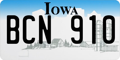 IA license plate BCN910