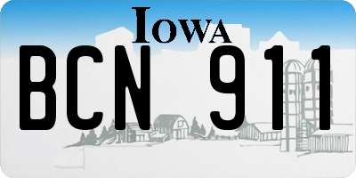 IA license plate BCN911