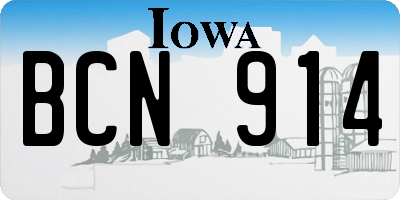 IA license plate BCN914