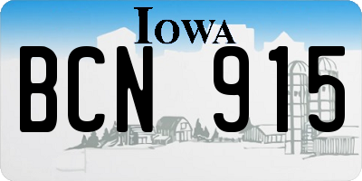 IA license plate BCN915