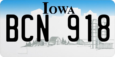 IA license plate BCN918