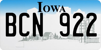 IA license plate BCN922