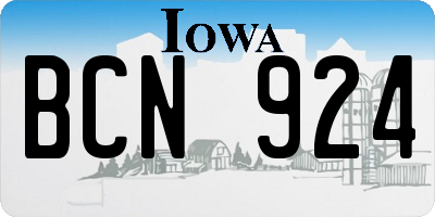 IA license plate BCN924