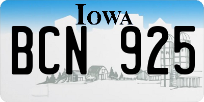 IA license plate BCN925