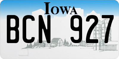 IA license plate BCN927