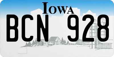 IA license plate BCN928