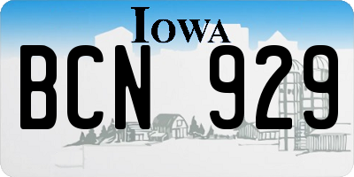 IA license plate BCN929