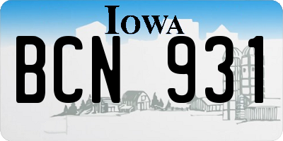 IA license plate BCN931