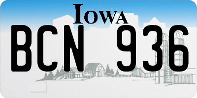 IA license plate BCN936