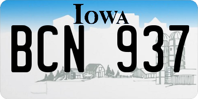 IA license plate BCN937