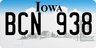 IA license plate BCN938