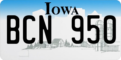 IA license plate BCN950