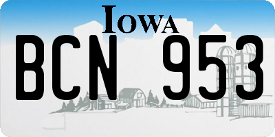 IA license plate BCN953