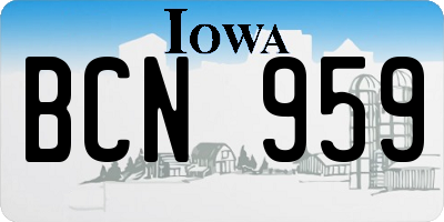 IA license plate BCN959